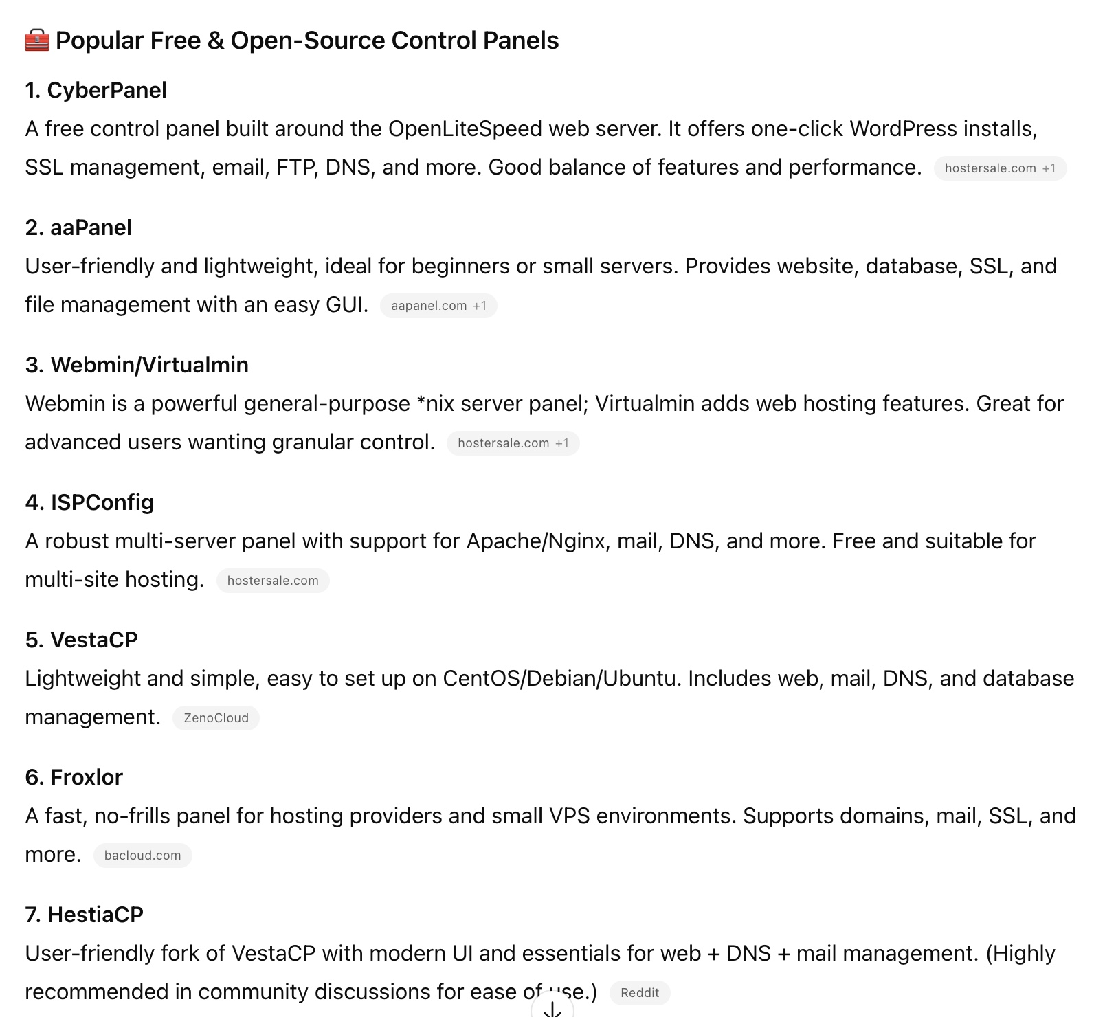 recommended control panels